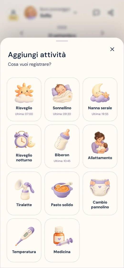 La schermata Diario dell’app