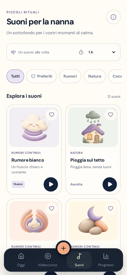 La schermata Suoni dell’app